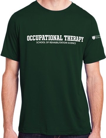 ot t shirt green with writing